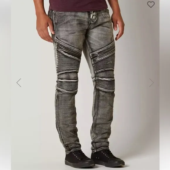 Rock Revival Moto Daviday Slim Straight Stretch Jeans, Distressed Black, 32X32