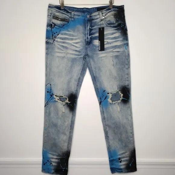 Rockstar Original Men's Size 40X33 Paint Selvedge Ultra Slim Jeans
          
      NWT