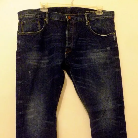 Men's Dark Blue Rockstar Jeans Button Fly Relaxed Fit Size 42 x 30 New $139 msrp
          
      NWT