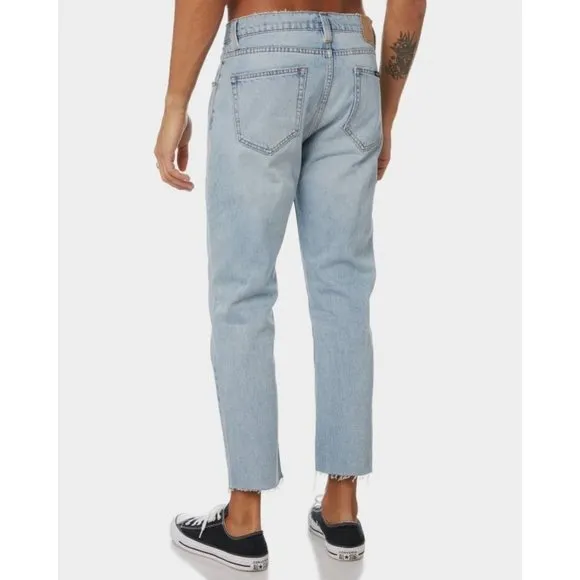 NWT Rollas jeans mens 32 W34 Relaxo chop original stone frayed hem cotton blue
          
      NWT