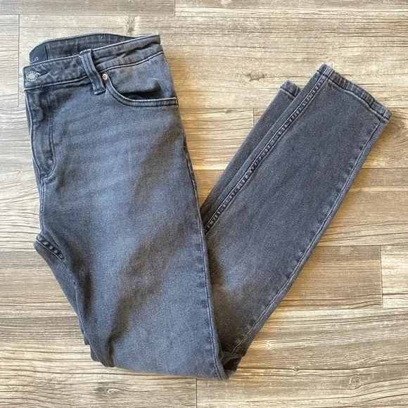 Rolla's Mens Jeans Stinger Skinny Fit Faded Black Grey 33Wx32L