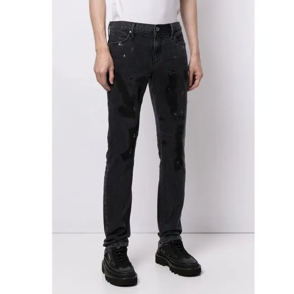 RtA Mens Bryant Paint Splatter Skinny Jeans