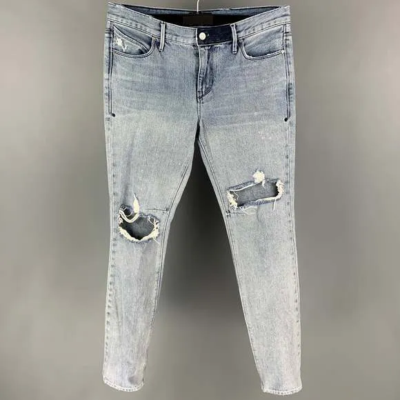 RtA Blue Distressed Cotton Skinny Jeans
