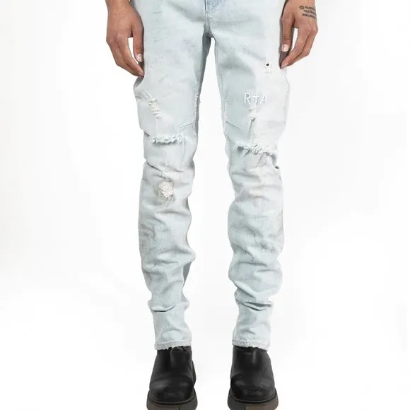 $385 NWT RtA BRYANT LT BLUE DISTRESSED MID RISE SKINNY JEANS 31 33 36 38 40 42
          
      Boutique