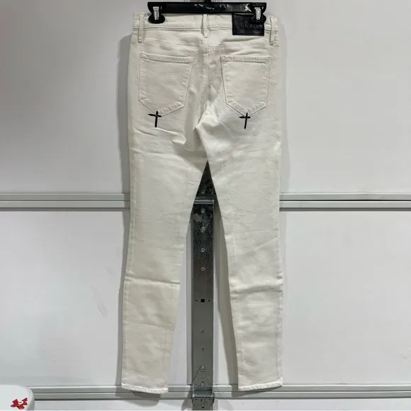 $599 NEW RtA REST IN PEACE WHITE SKINNY DISTRESSED JEANS SZ 28
          
      NWT