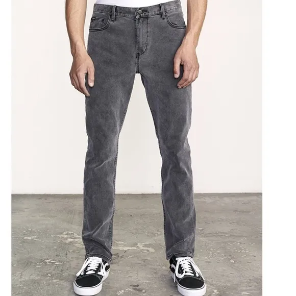 RVCA Mens Jeans Daggers Slim Straight VCH Distressed Black Size 28 NWT
          
      NWT