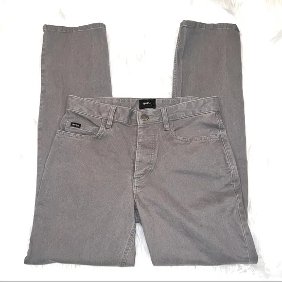 RVCA Gray 5-Pocket Button-Fly Weekend Stretch Jeans Size 28