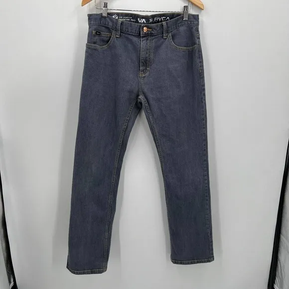 RVCA Leo Romero Signature Pant Jeans Mens 34x31 Gray Wash Denim Stretch Slim Fit