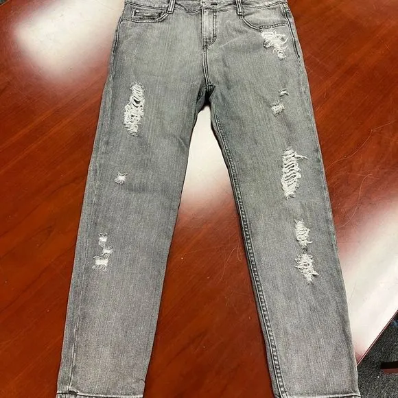RVCA Slim Slouch Distressed Light Black Jeans sz 29 EUC