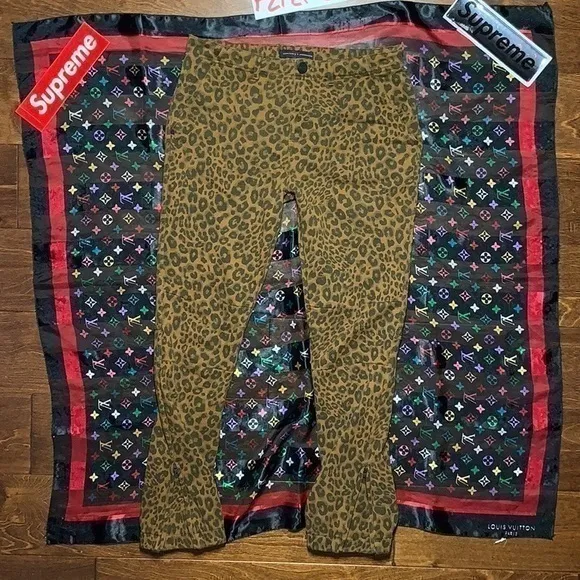 SANCTUARY x Anthropology Leopard Print Pants Designer Luxury Terry Flare Zippers