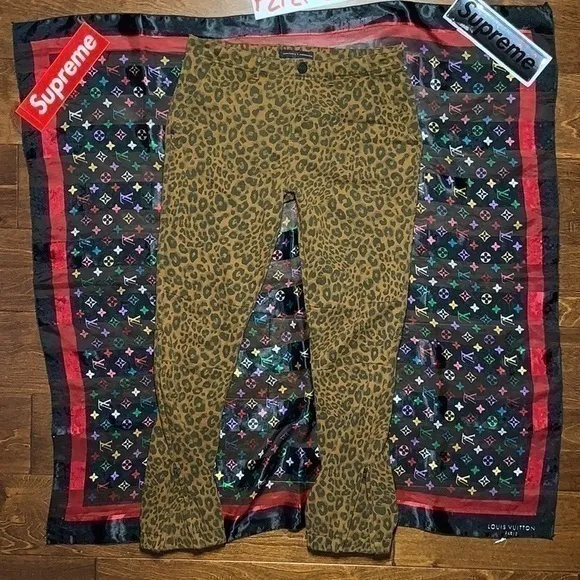 SANCTUARY x Anthropology Leopard Print Pants Designer Luxury Terry Flare Zippers