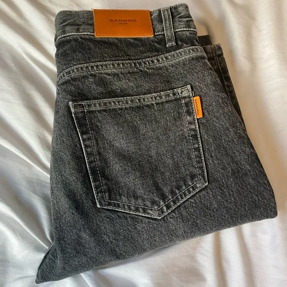 NEW Sandro men’s slim fit washed black/dark grey denim jeans