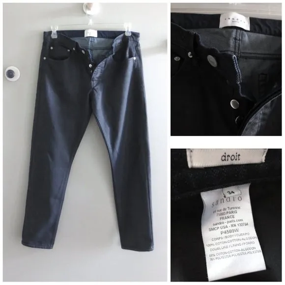 NWOT SANDRO PARIS MEN'S DROIT JEANS BLACK