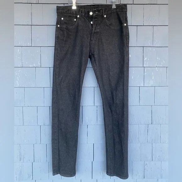 Mens Sandro Paris Black Raw Denim Slim Jeans 33