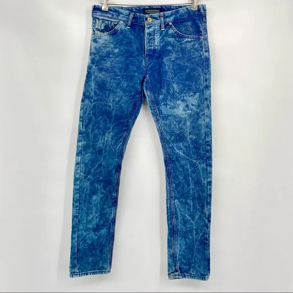 Scotch & Soda Phaidon Time Flies Buttonfly Blue Acid Wash Slim Men's Jeans 29x32