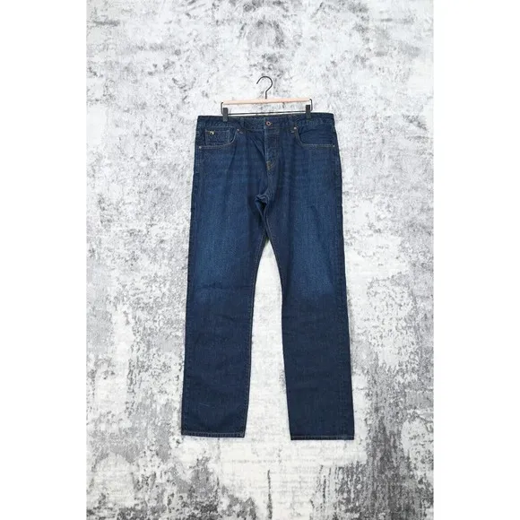 Scotch & Soda Dark Blue Wash Button Fly Vernon Straight Leg Denim Jeans