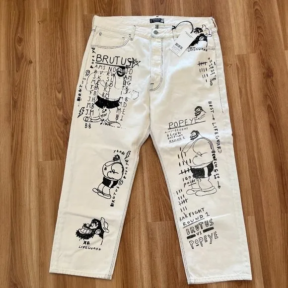 Scotch & Soda Men's White Popeye Brutus Print Cool Jeans Sz 38/34
          
      NWT