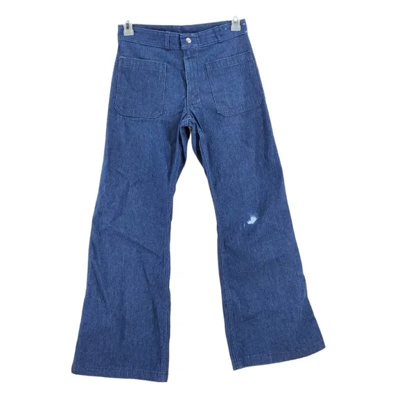 90s Seafarer US Navy Dungaree Blue Jeans Bell Flared Dk Wash Men 29x29.5 VTG USA
