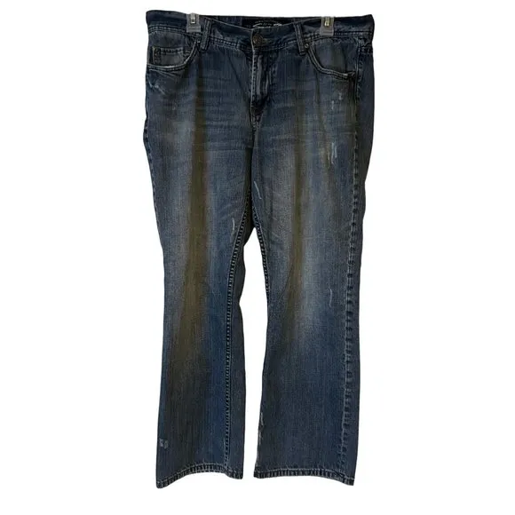 Seven7 Blue Jeans Mens 34 x 30 Straight Leg Distressed Relaxed Mid Rise