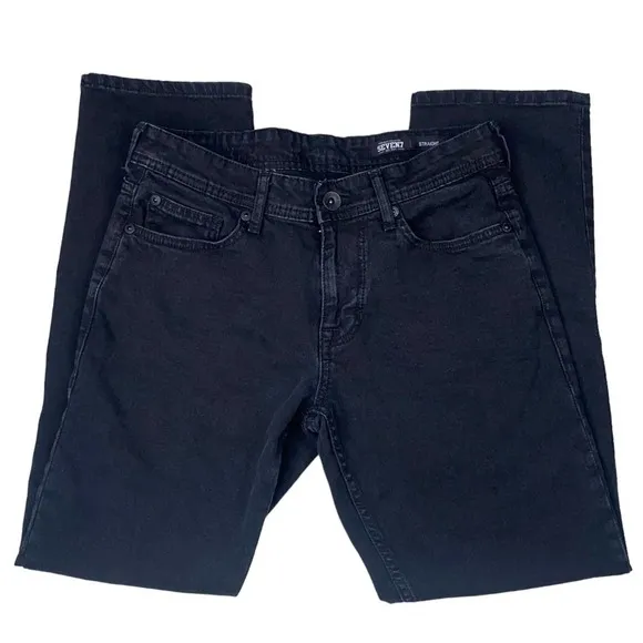 Seven7 Mens Straight Black Denim Jeans 30X30