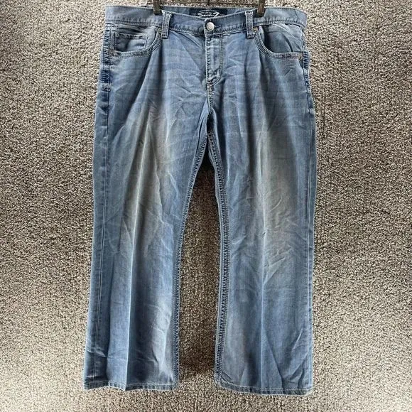 Seven 7 Pants Mens 40 Blue Denim Jeans Bootcut Pockets Casual Flaps Mens 40x30