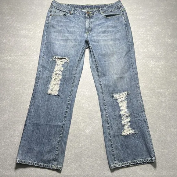 Seven 7 Premium Bootcut Blue Distressed Denim Jeans Size: 40X32