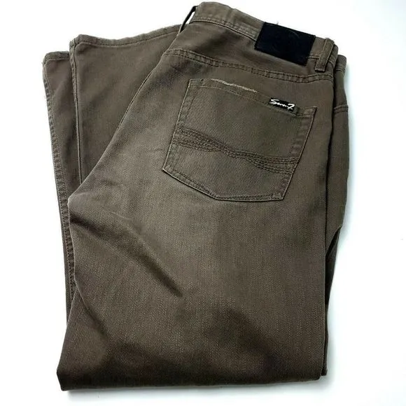 Seven7 Cotton Denim Jeans Beige 39/30 Straight Mid Rise Tagged 36/30