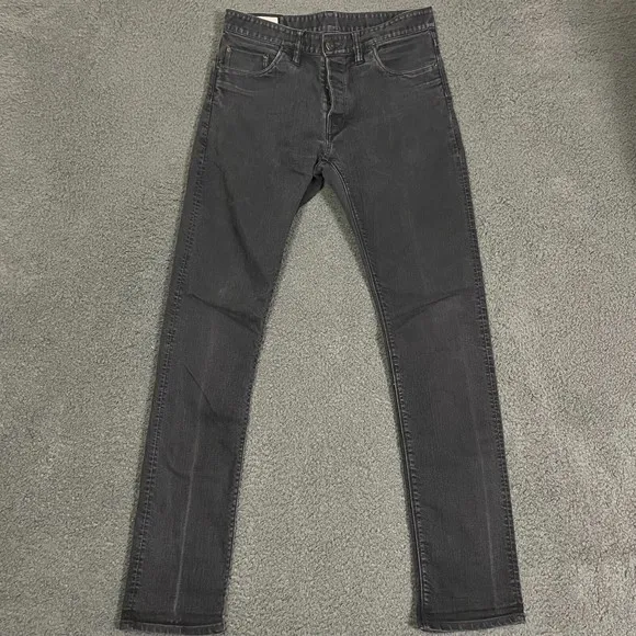 Shockoe Atelier Jeans Mens 31 Black Denim Pants Slim Button Fly Selvedge 30x32