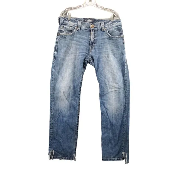 Silver Mens Allan Jeans Size ? 17.5W 30.5 Inseam Blue Denim SEE DESC