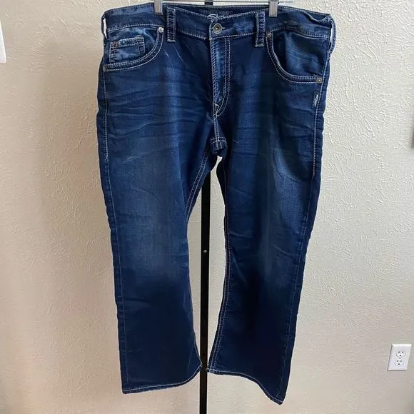Silver Jeans Co. Men's Zac Relaxed Fit Straight Leg Jeans Dark Indigo W40/L30