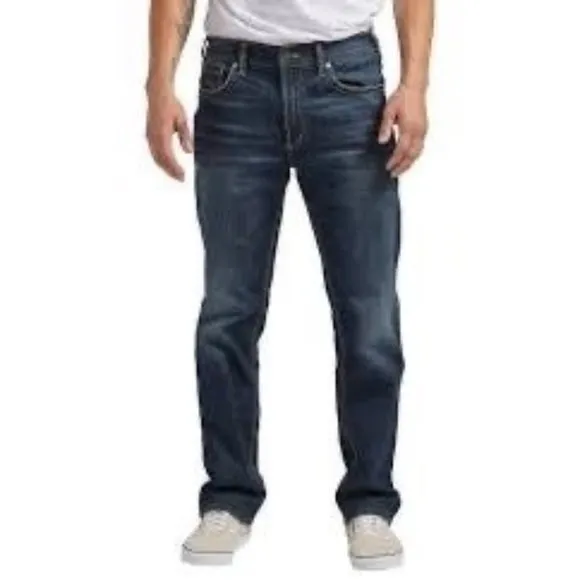 Silver Jeans Grayson Easy Fit Denim Blue Stretchy Straight Leg Pants Size 44x34