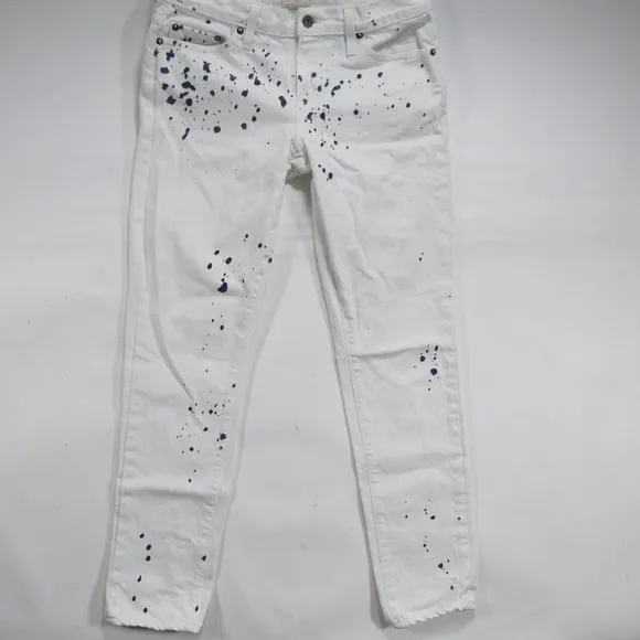 Simon Miller Paint Splatter Jeans Womens 28 White Denim Made in USA Straight Leg