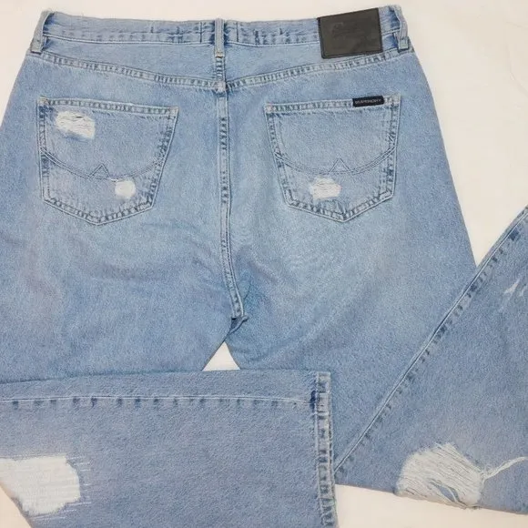 Vintage SuperDry Denim Goods JPN Oversized W34 Tapered Leg Distressed Jeans