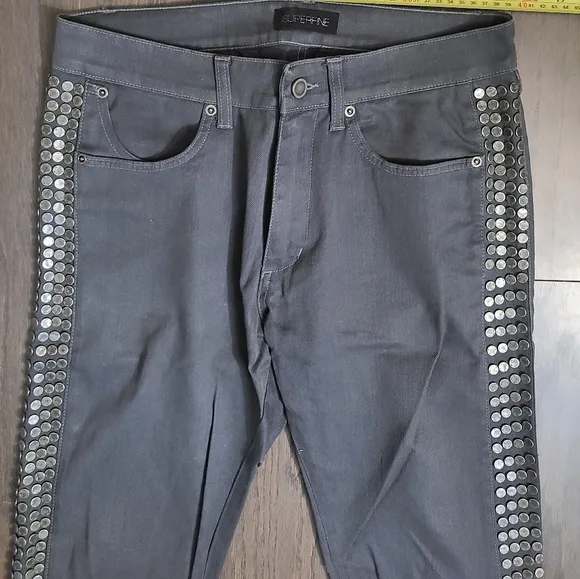 Superfine Denim pants with metal studs