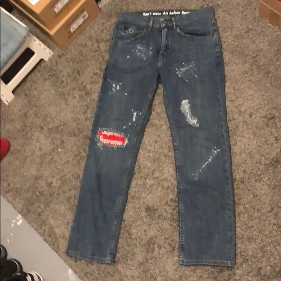 Custom jeans made Jeans with supreme
          
      NWT