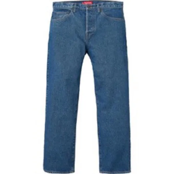 SUPREME Washed Regular Star Logo Jeans