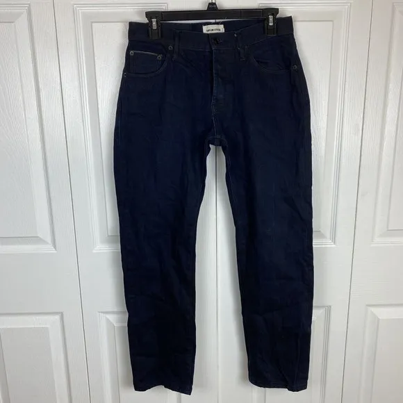 Taylor Stitch Size 30 X29 Jeans Blue Denim Dark Wash Button Fly Slim fit Leg