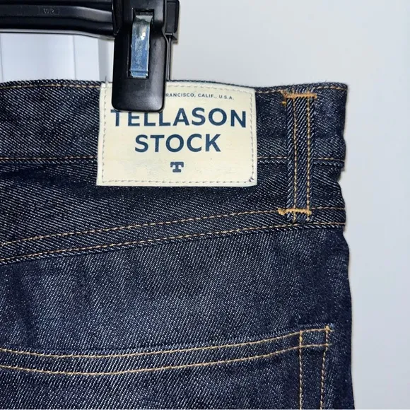 Tellason Stock SF button fly 5 pocket long leg Denim Blue jeans 32 x 36 wow!