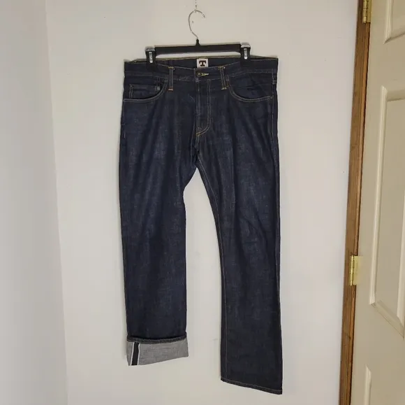 Tellason Men's Button-Fly Relaxed Selvedge Straight Leg Jeans - Size (32)