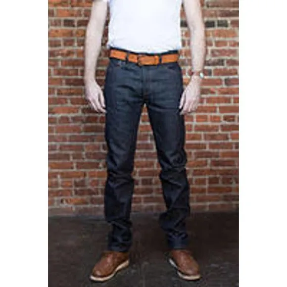 Tellason Elgin Mid Rise Slim Tapered Jeans Men Sze 36 Blue 100% Cotton Raw Denim