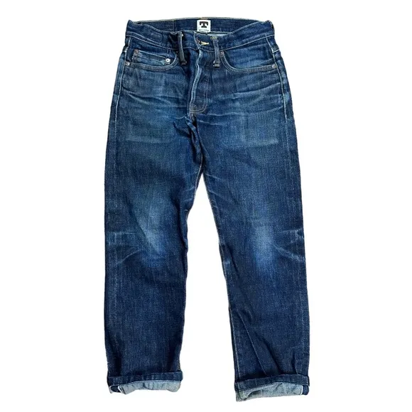 Mens Y2K Tellason Brand Denim Blue Selvedge Straight Jeans Size 28x26
