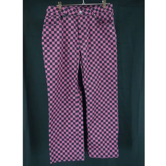 The Ragged Priest Pink and Black Checked Jeans Denim - 34
