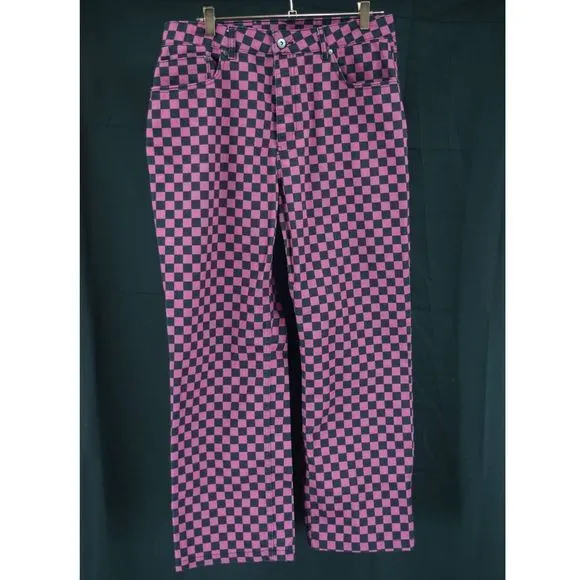 The Ragged Priest Pink and Black Checked Jeans Denim - 34
