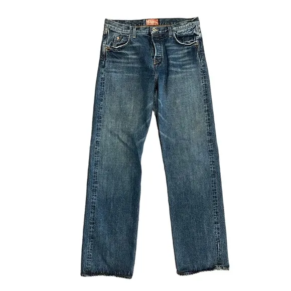The Stronghold Blue Medium Wash Selvedge Jeans Straight Denim USA Men's Size 34
