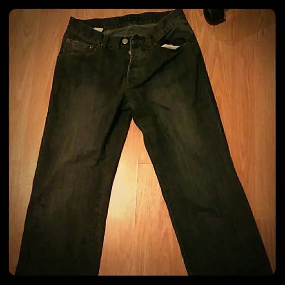 Wash black jeans 28 30  theory button fly bootleg