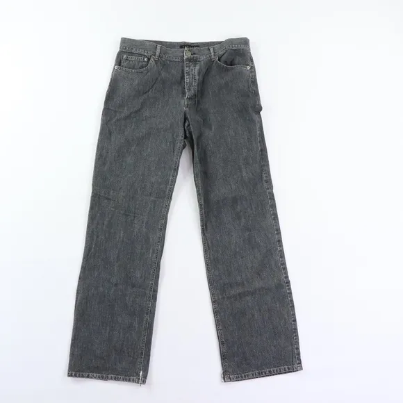 Theory Mens 34x33 Distressed Button Fly Jeans Gray