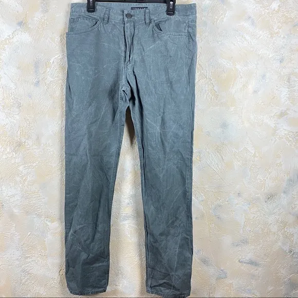 Theory Haydin Straight Slim Fit Jeans Pants Stone Wash Green Linen
