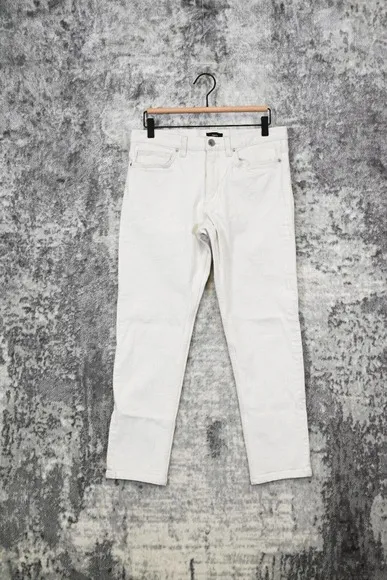 Theory Mens Brewster Slim Fit Denim Ankle Jeans in Plaster White