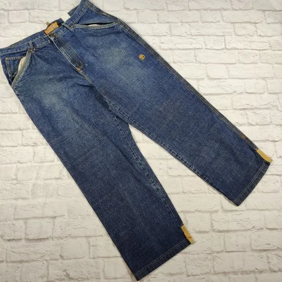 Timberland mens embroidered logo work wear straight leg jeans blue denim sz 38