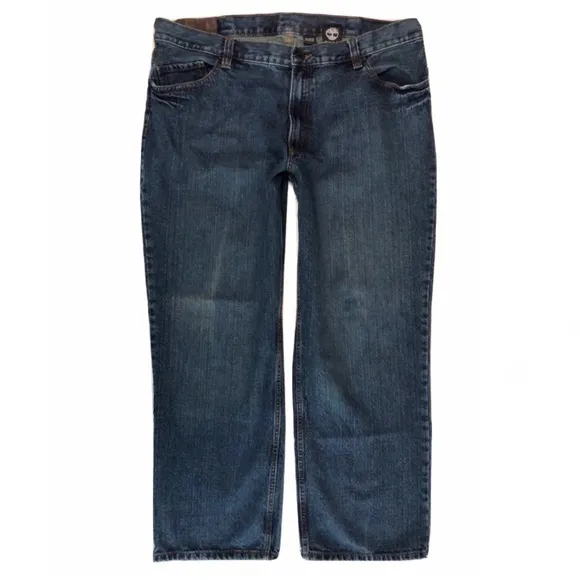 Timberland Mens Jeans 40X29 Blue Distressed Denim Relaxed Fit Straight Leg